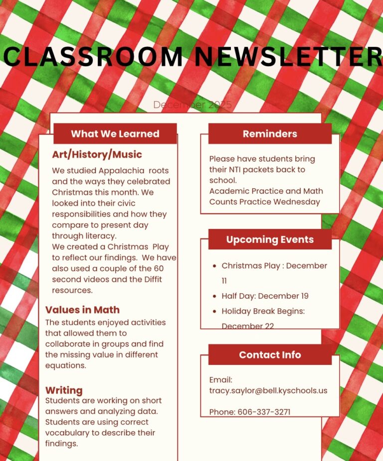 Classroom Newsletter