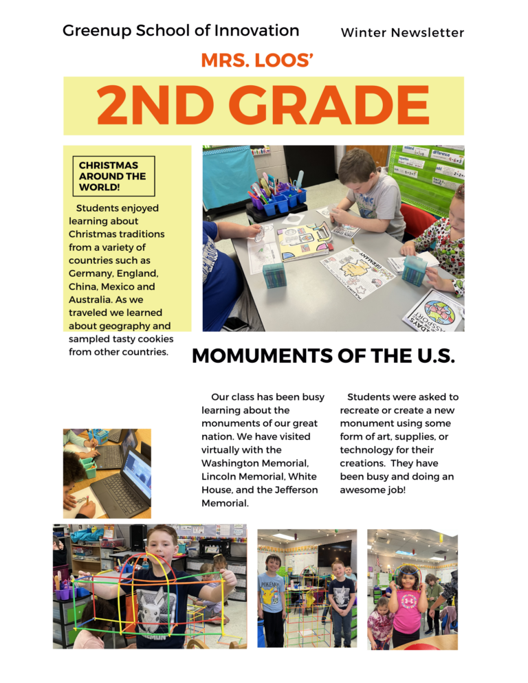 Winter Newsletter: Mrs. Loos’ 2nd Grade